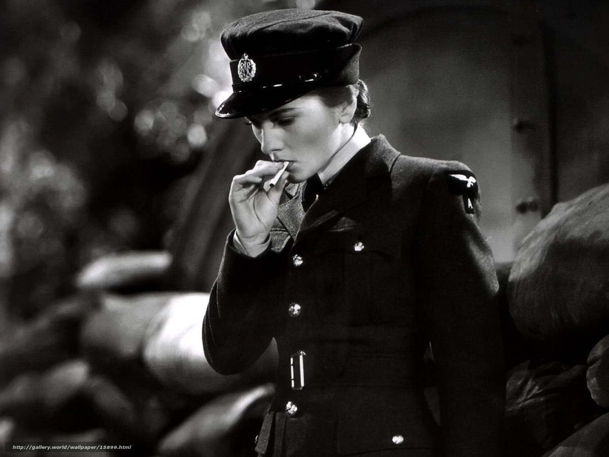 woman in military uniform smoking