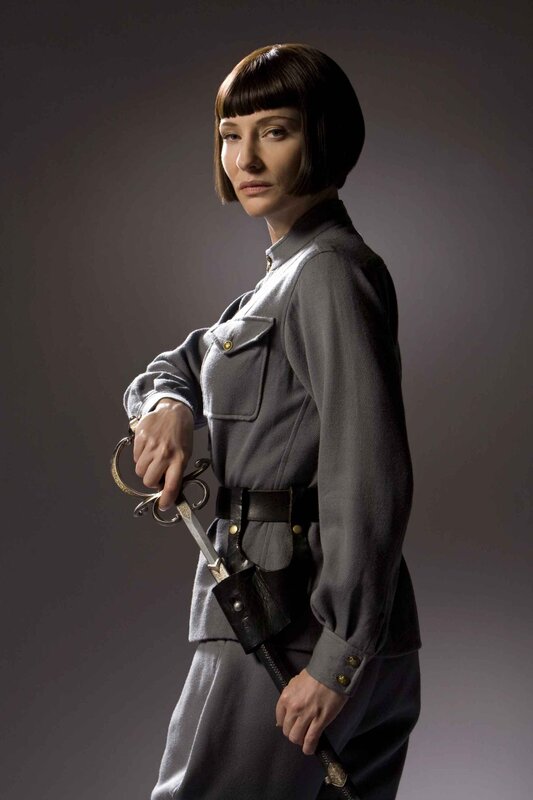 Woman in military uniform with sword