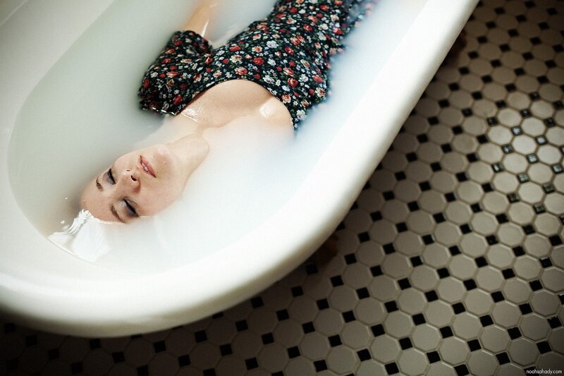 woman in milk bath