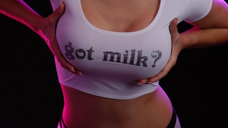 woman in milk shirt