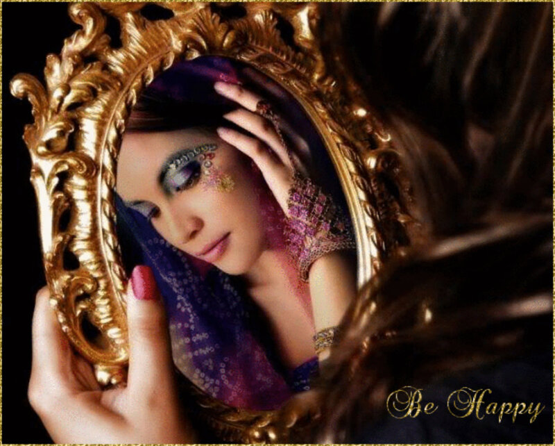 Woman in Mirror Reflection — Gold