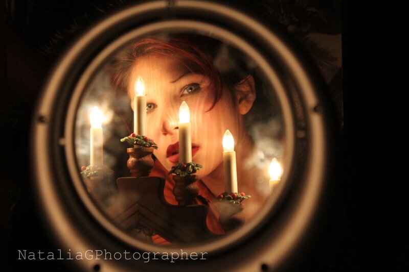 Woman in Mirror with Candles