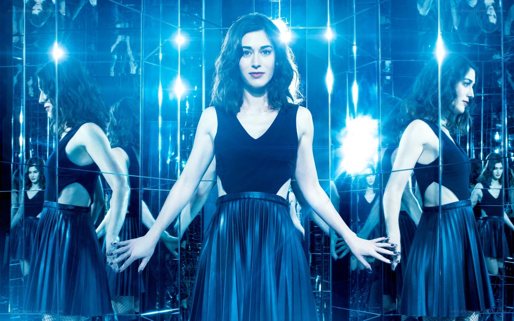 woman in mirrored room