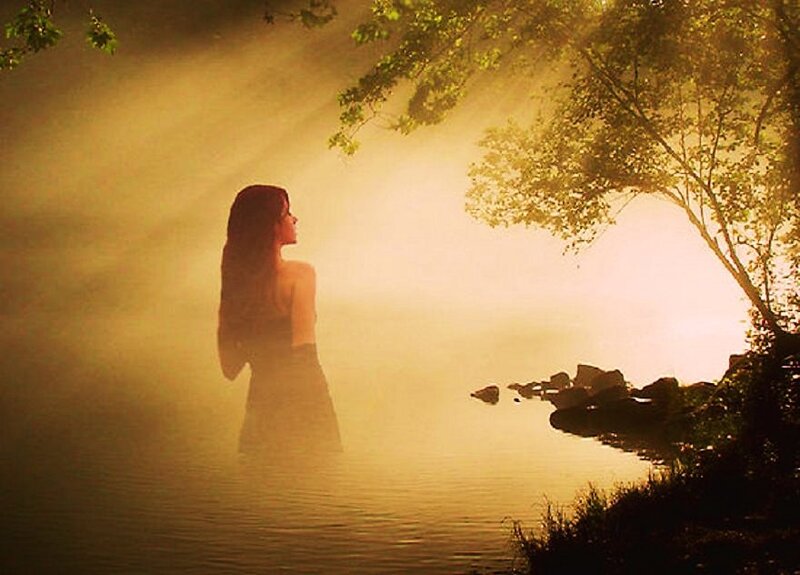 woman in misty water