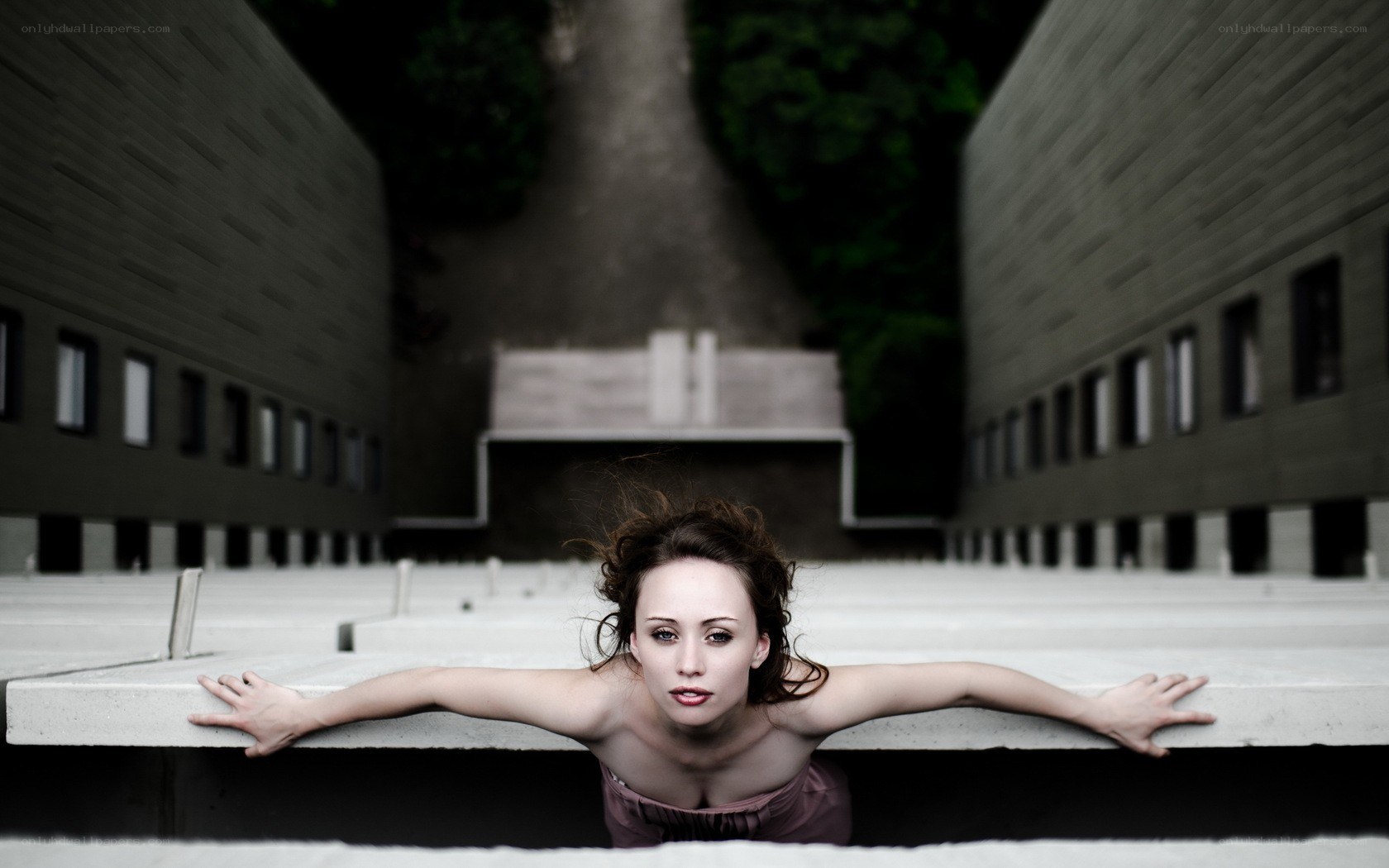 Woman in modern architecture