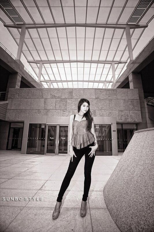 woman in modern building