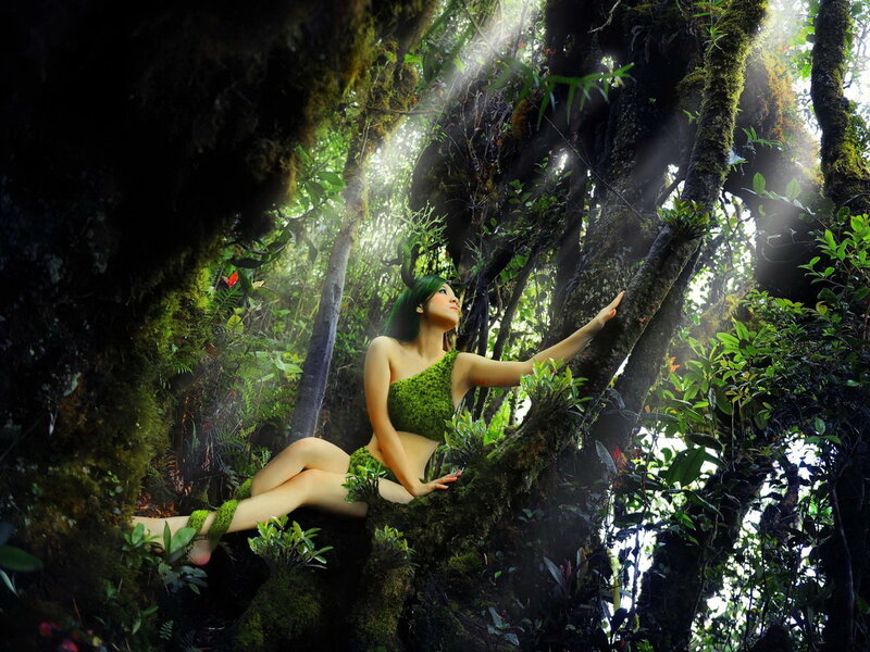 Woman in Moss Costume