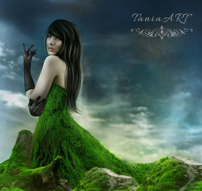 Woman in Moss Dress