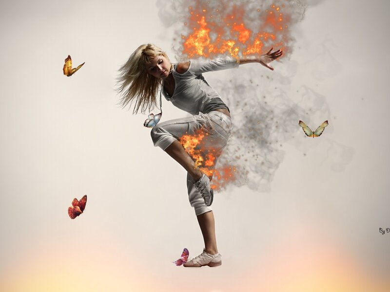 Woman in Motion — White, Dramatic