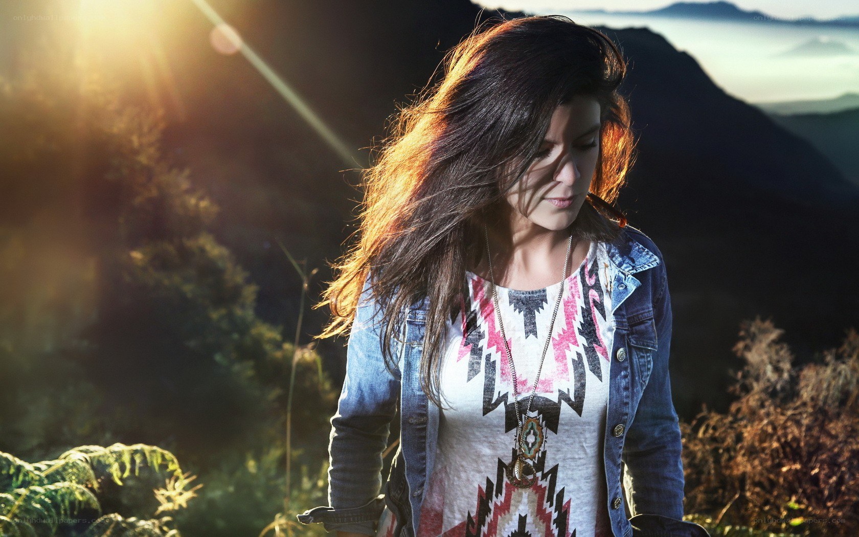 woman in mountain landscape