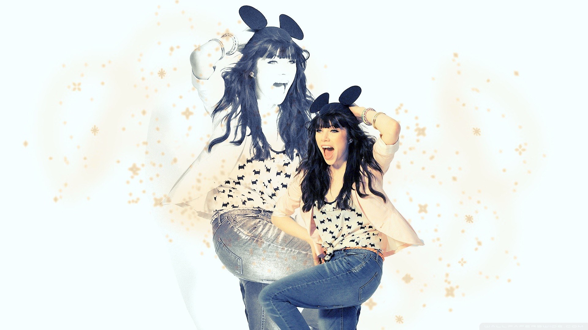 woman in mouse ears posing
