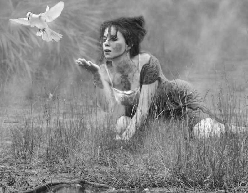 Woman in Muddy Field — Black