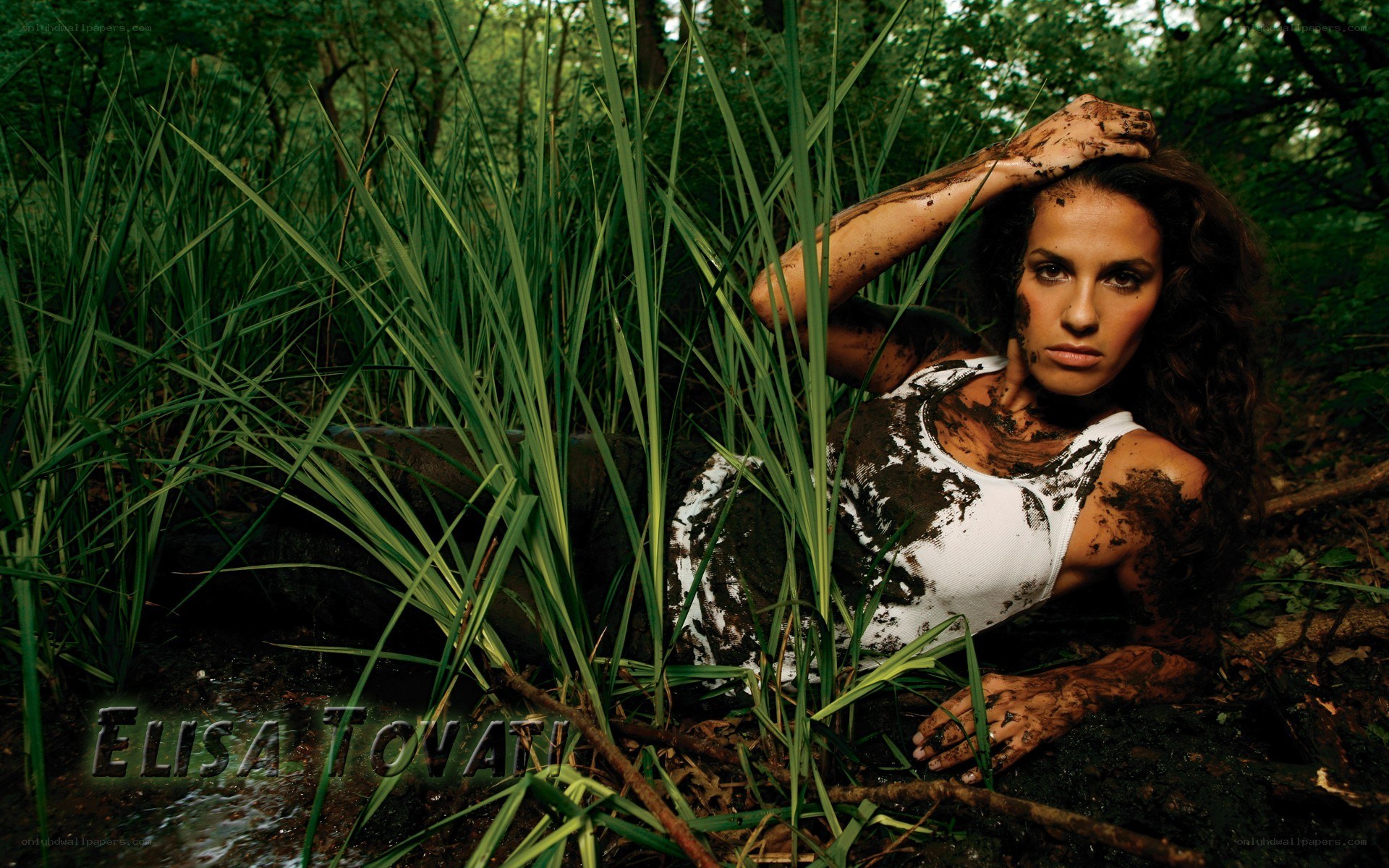 woman in muddy forest
