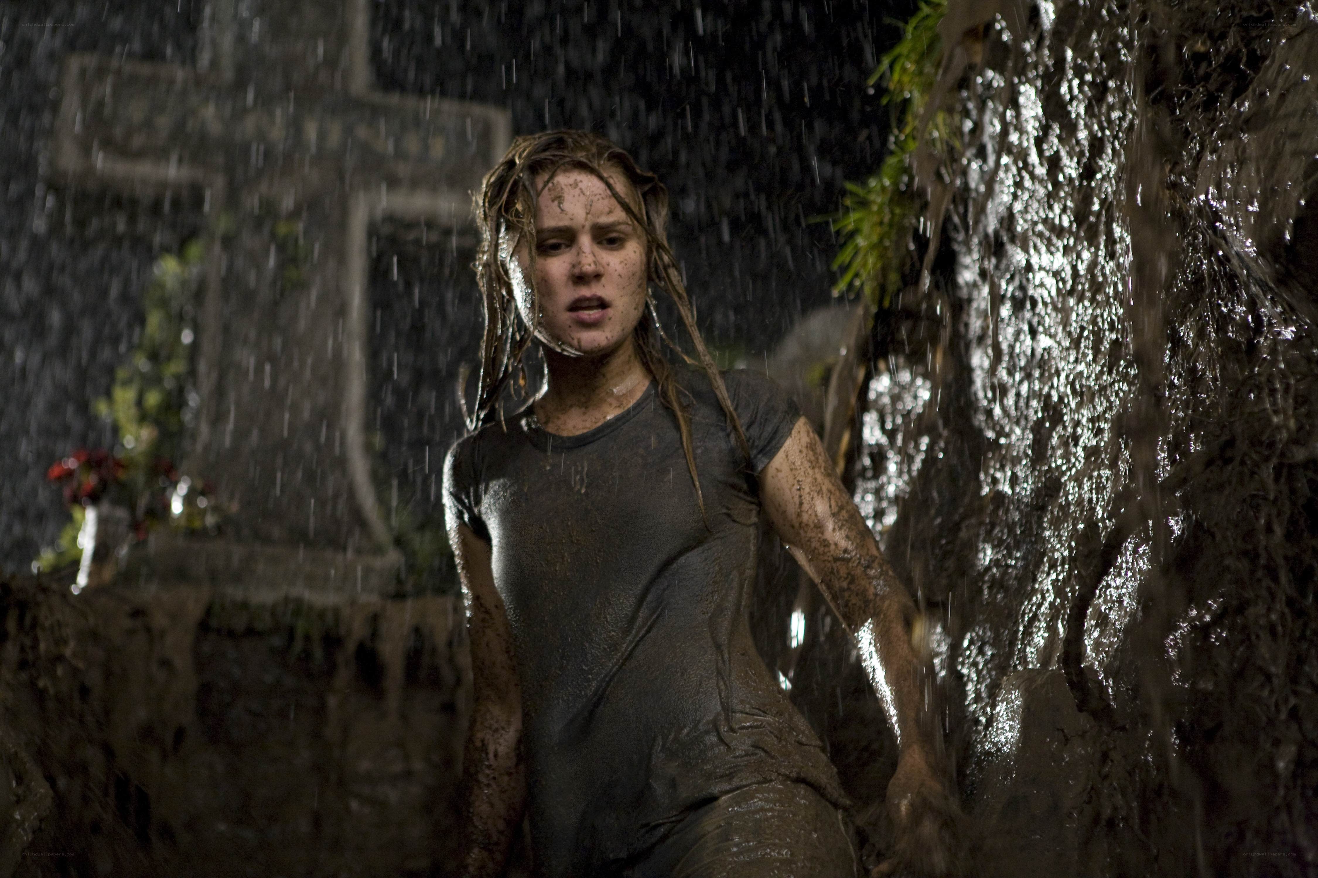 woman in muddy rain