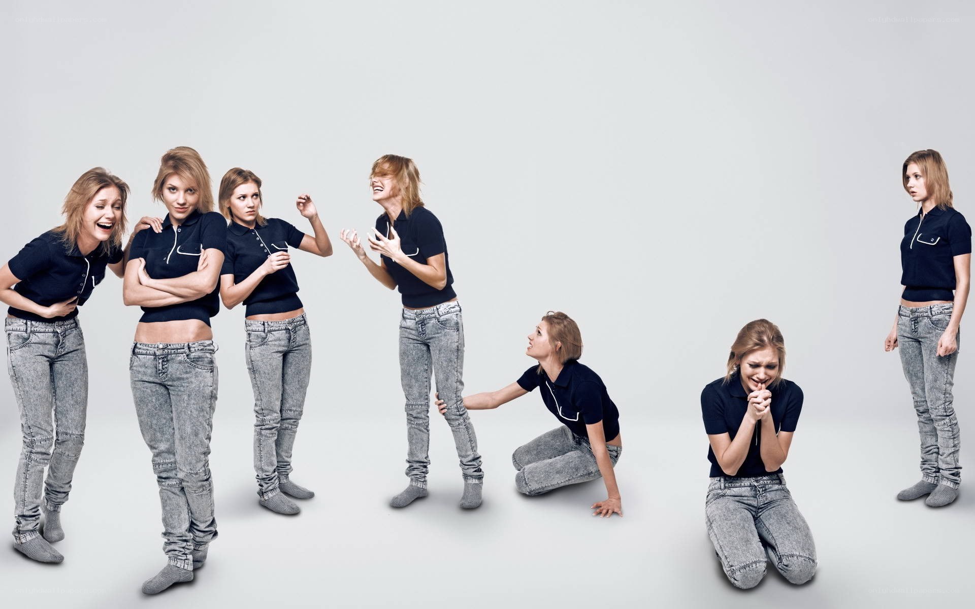woman in multiple poses