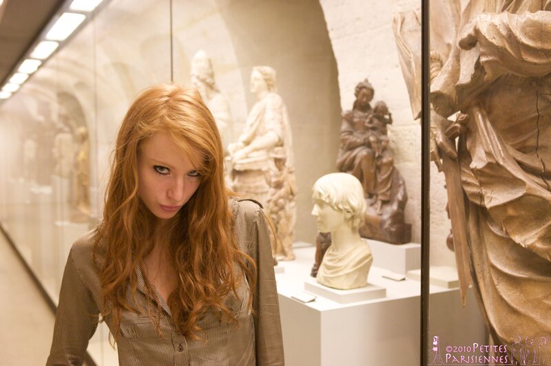 Woman in museum gallery