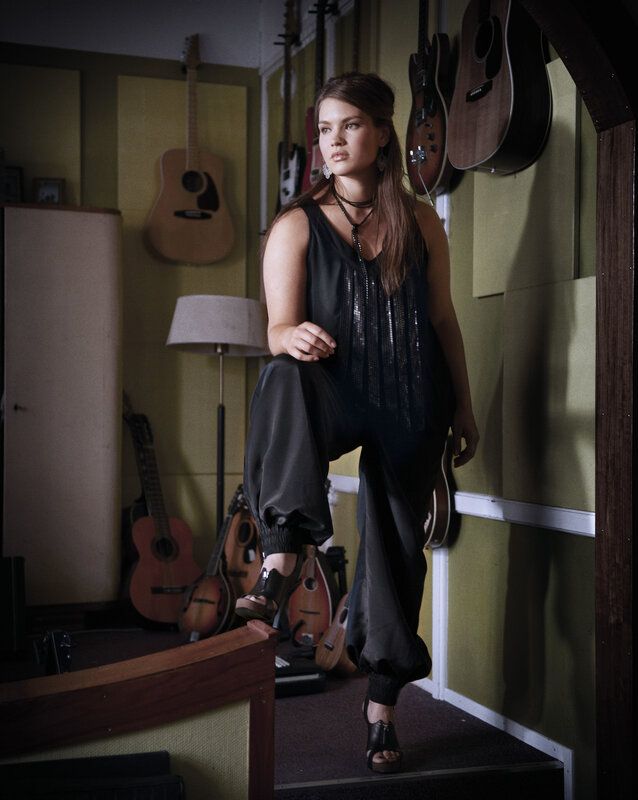 woman in music room