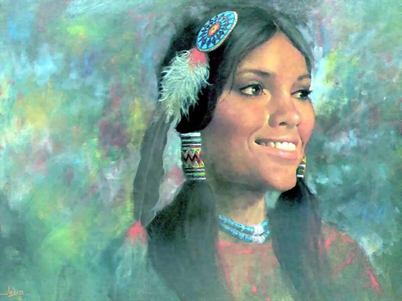 Woman in Native American Attire — Blue