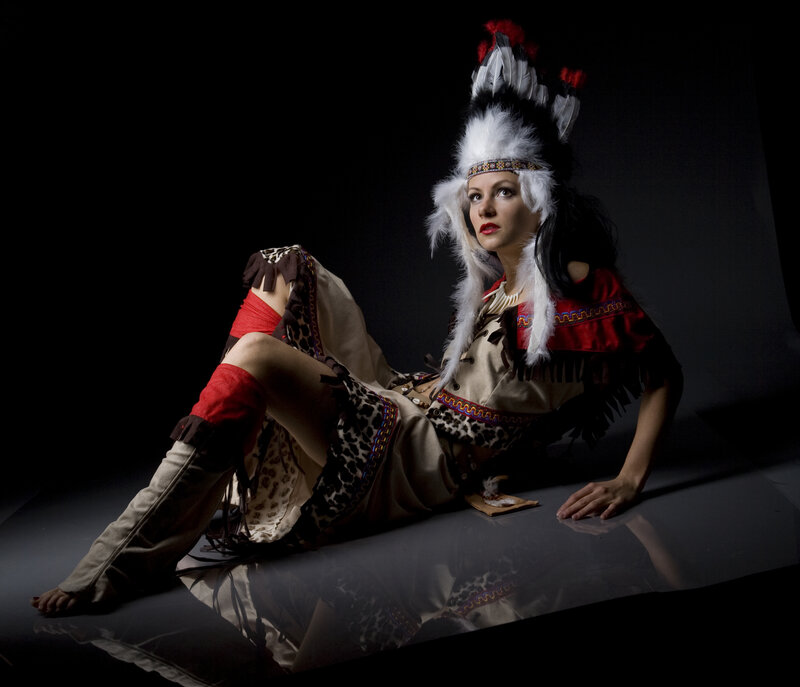 Woman in Native American Costume — Black