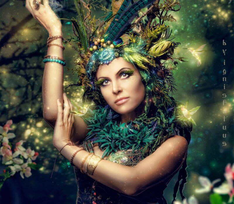 Woman in Nature Headdress