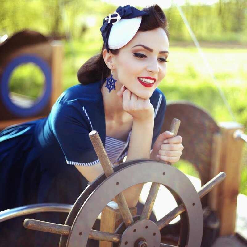 Woman in Nautical Outfit — Blue