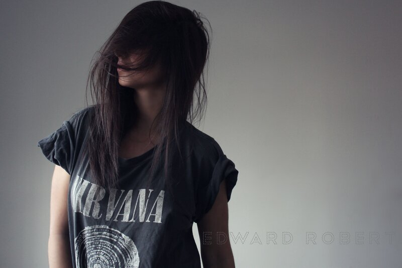 woman in nirvana t-shirt