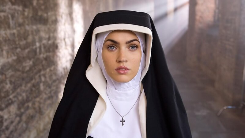 Woman in Nun Habit — Black, Serious, Photograph