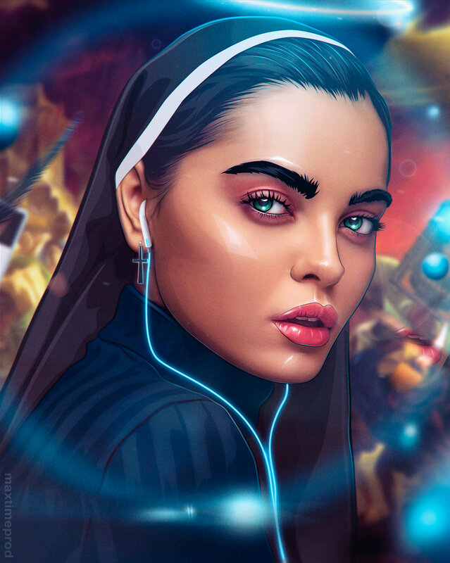 Woman in Nun Habit — Blue