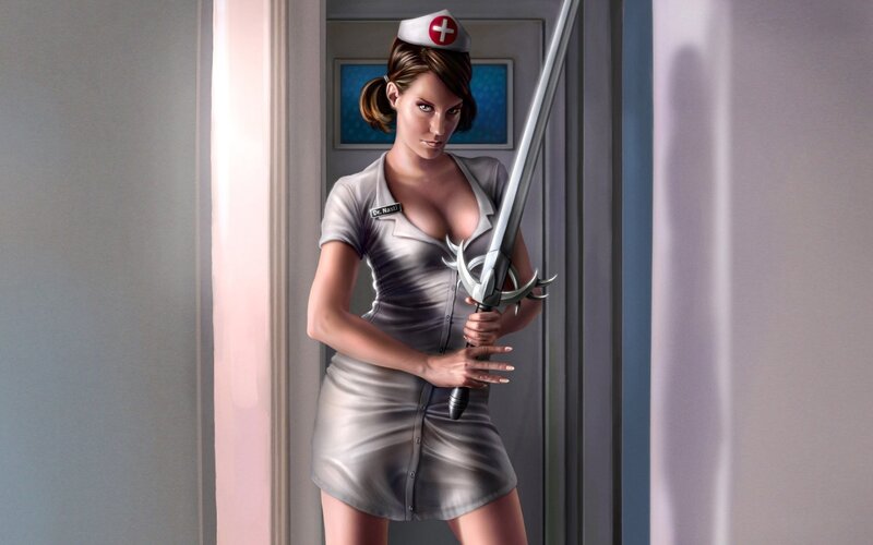 Woman in Nurse Uniform — Gray