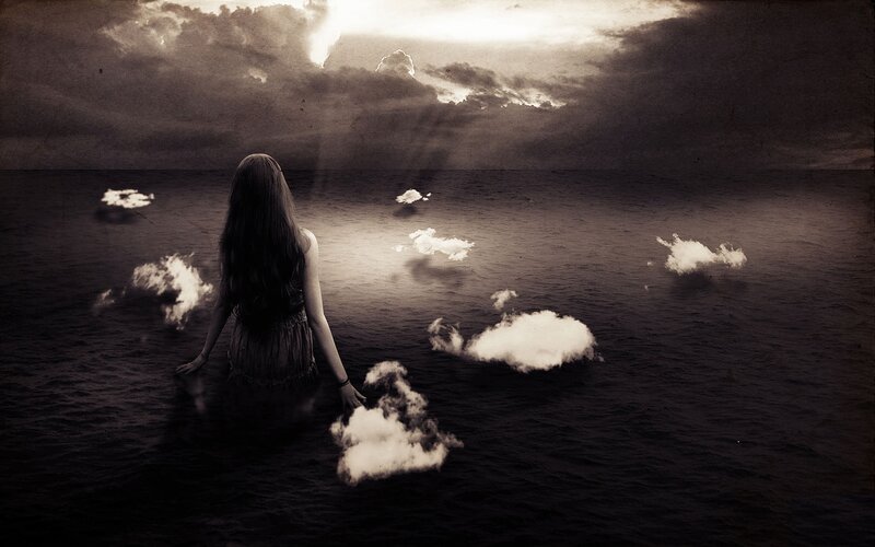 Woman in Ocean — Black