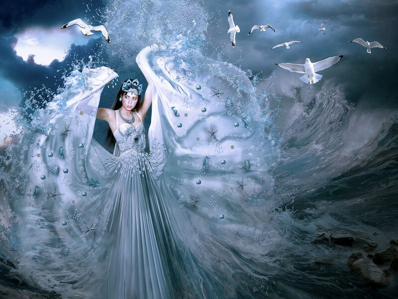 Woman in Ocean Gown