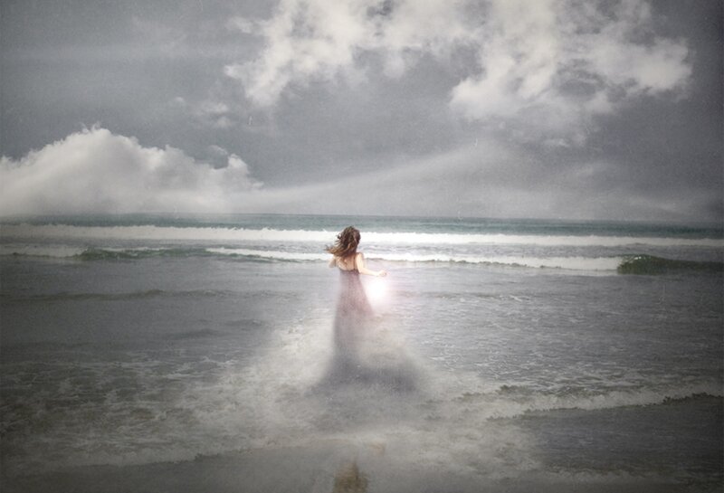Woman in Ocean — Gray