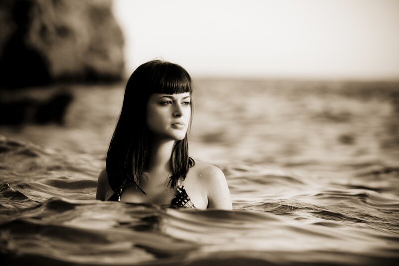 woman in ocean water