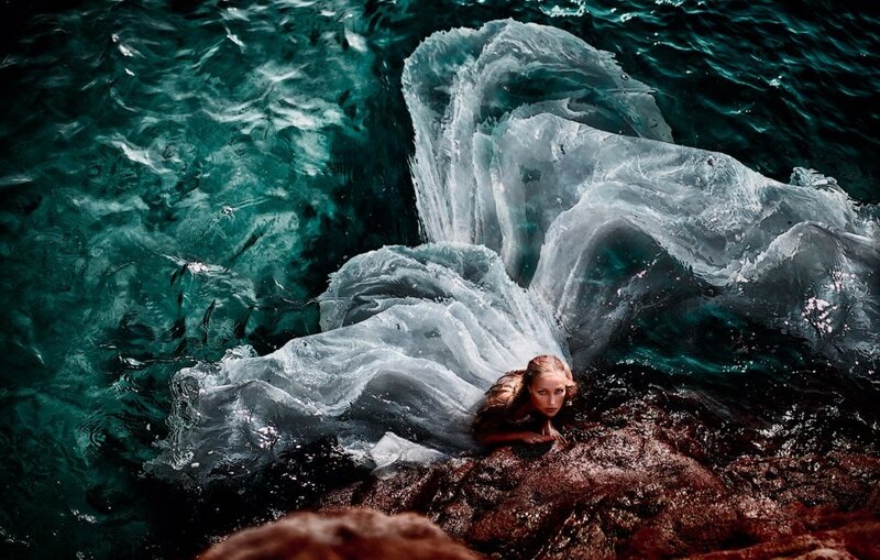 Woman in Ocean Water — Teal