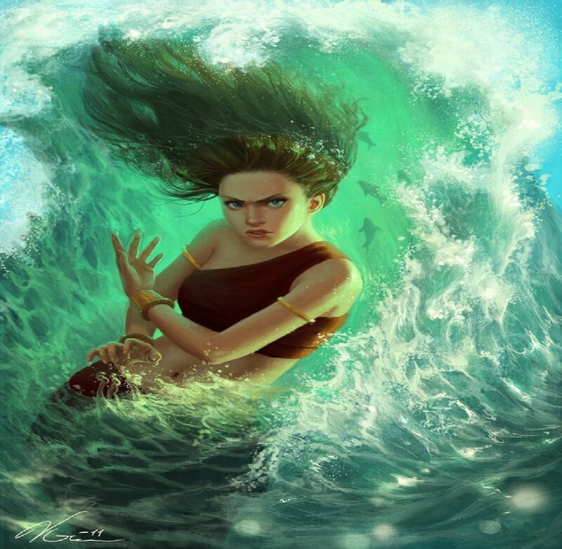 Woman in Ocean Wave — Green