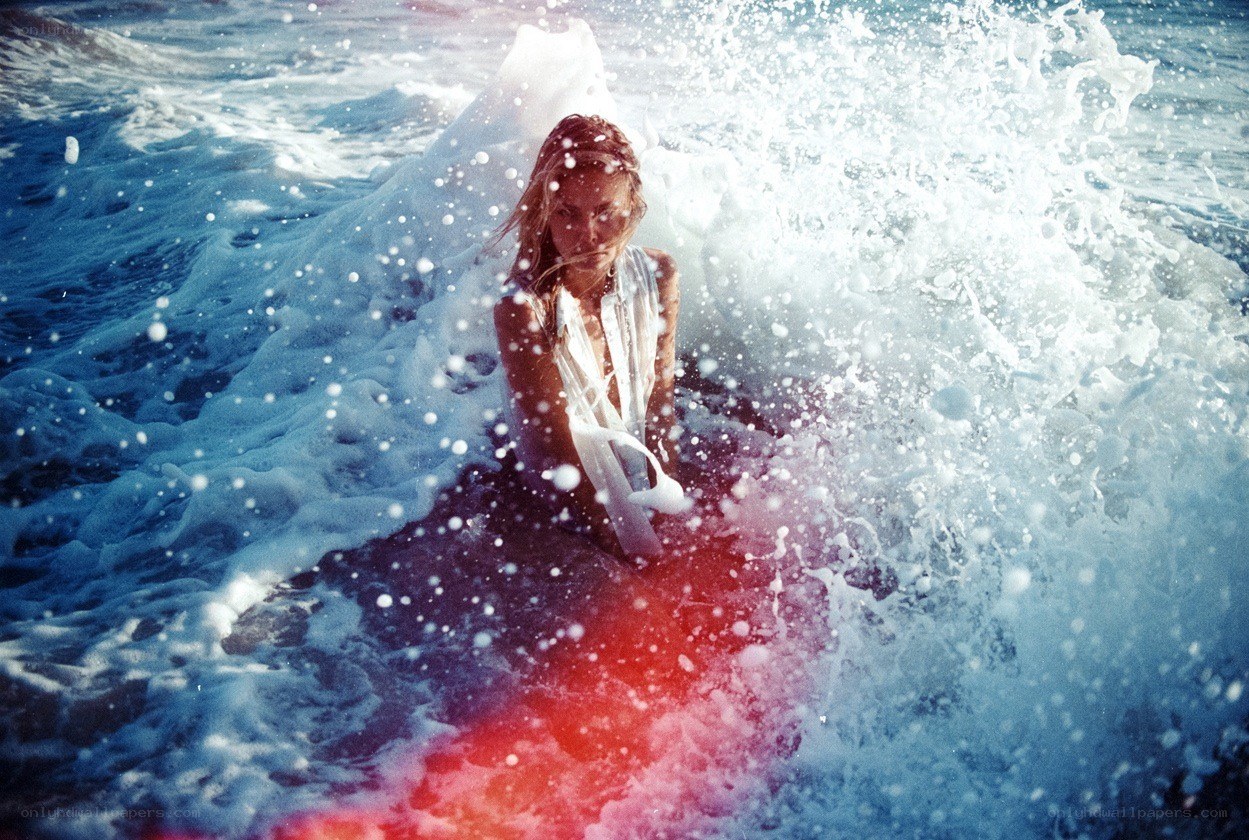 woman in ocean waves