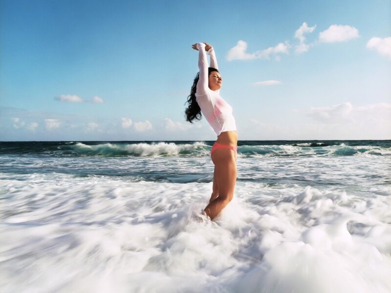 Woman in Ocean Waves — Blue, Serene