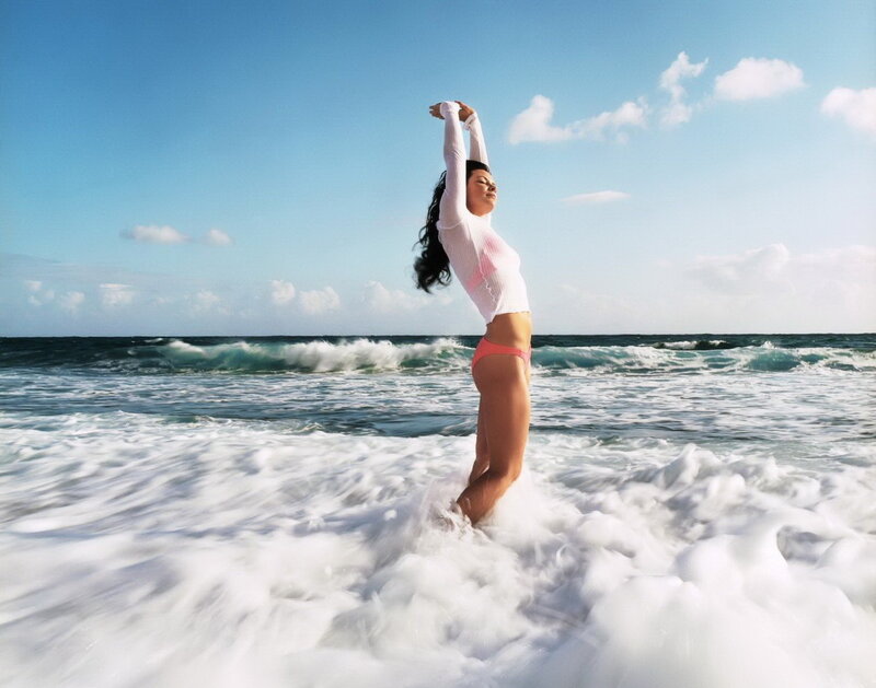 Woman in Ocean Waves — Blue