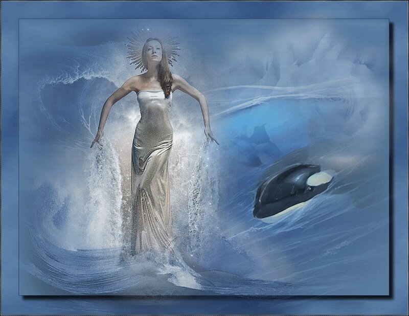 Woman in Ocean with Orca