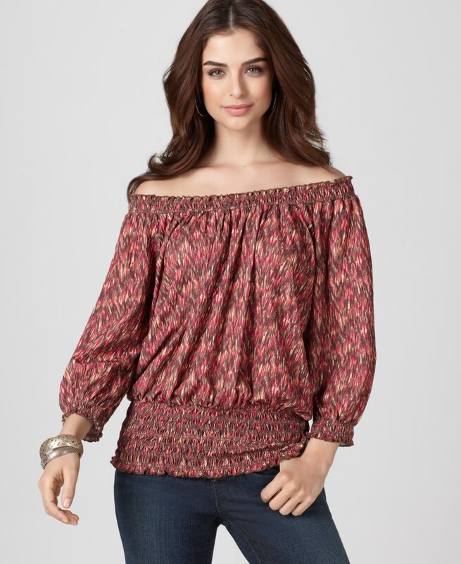 woman in off-shoulder top