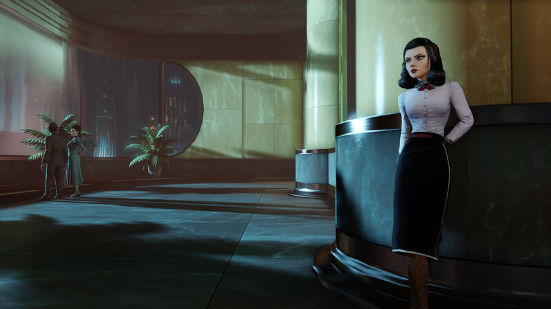 Woman in Office Lobby