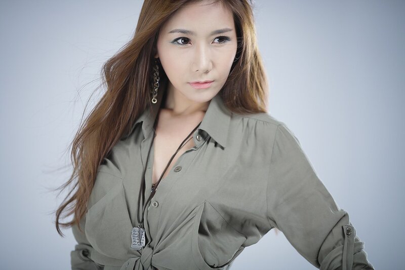 woman in olive shirt