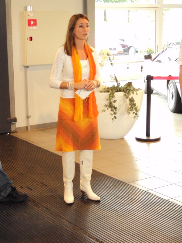 Woman in Orange and White — Neutral