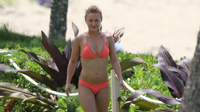 woman in orange bikini at beach