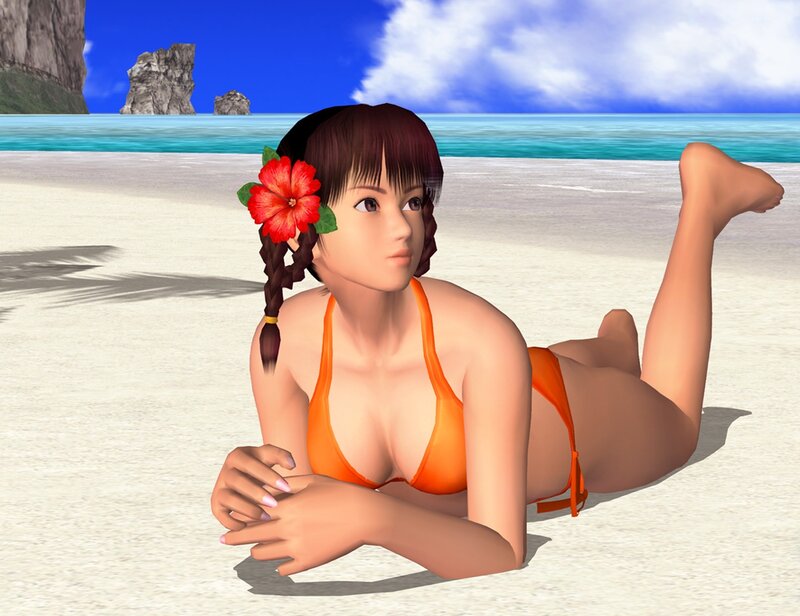 Woman in Orange Bikini — Relaxed, Afternoon, 3d Render