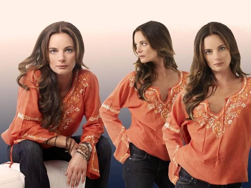 Woman in Orange Blouse