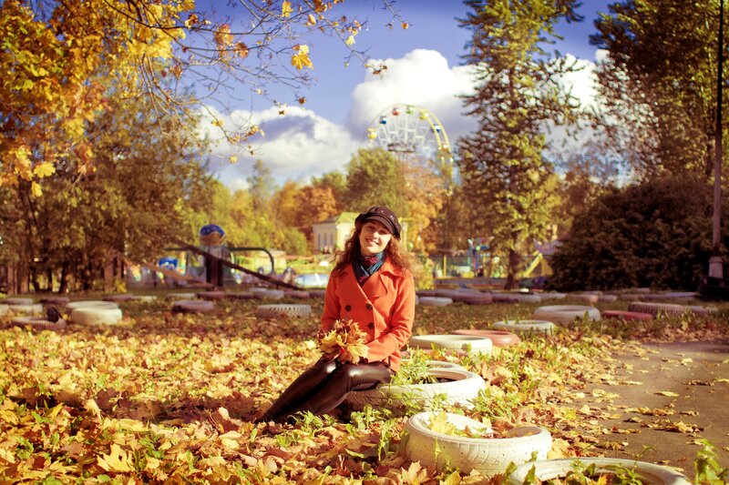 Woman in Orange Coat — Calm