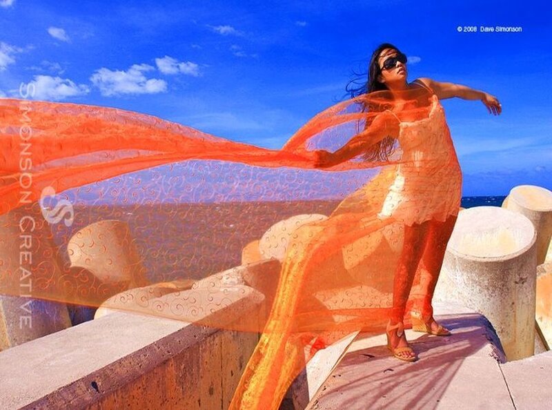 Woman in Orange Dress — Blue