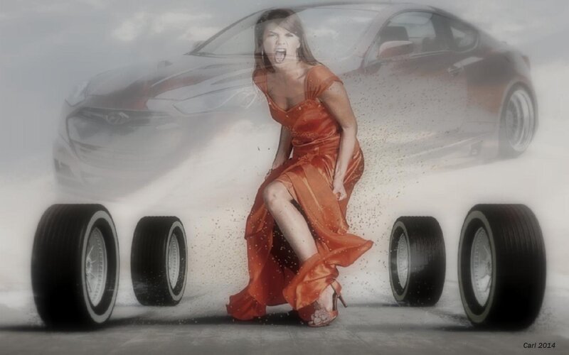 Woman in Orange Dress — Dramatic, Digital Art