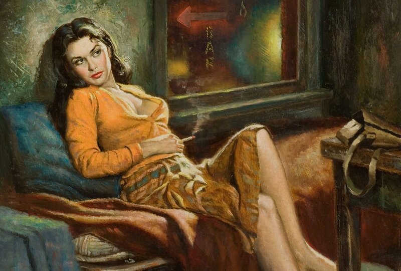 Woman in Orange Dress — Dramatic, Night, Painting